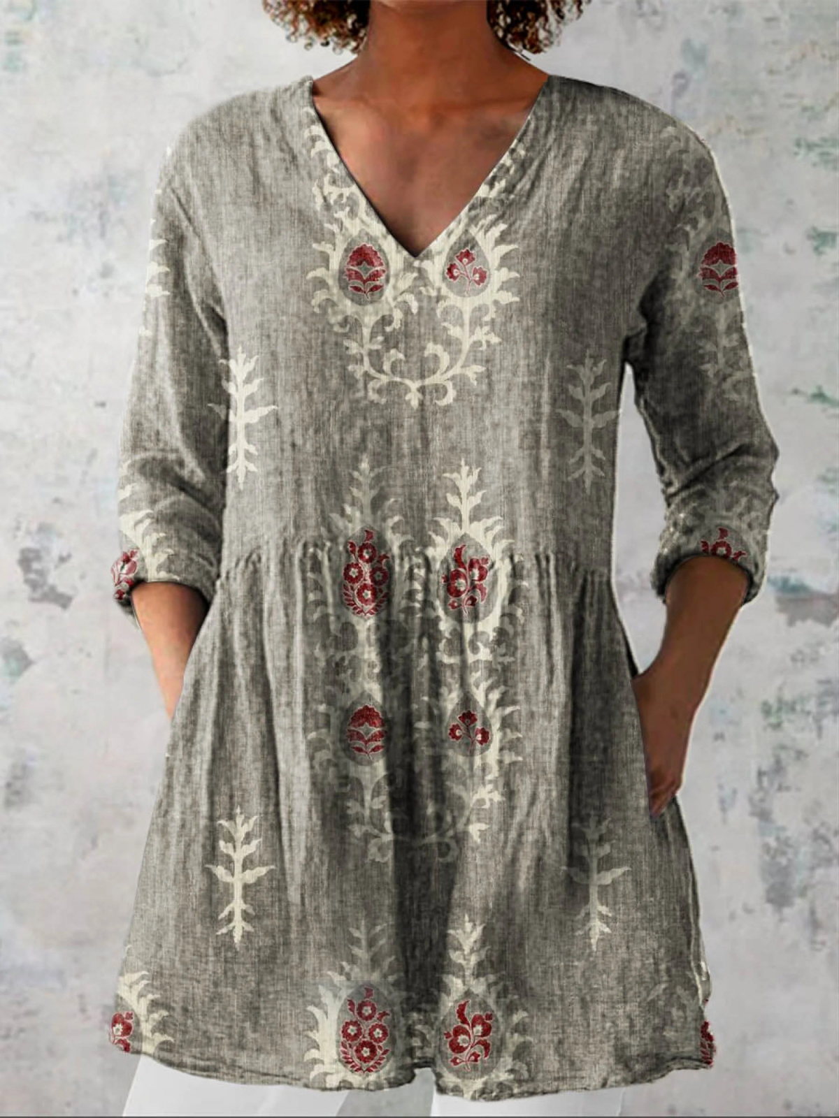 Josefien | Lange blouse met V-hals