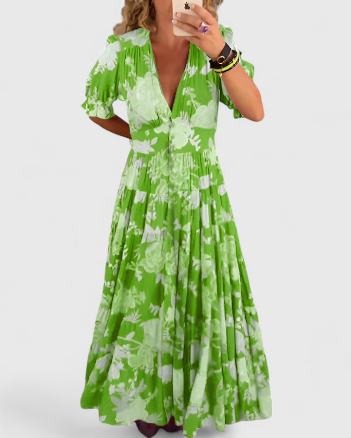 Minerva | Elegante jurk met bloemenprint en V-hals