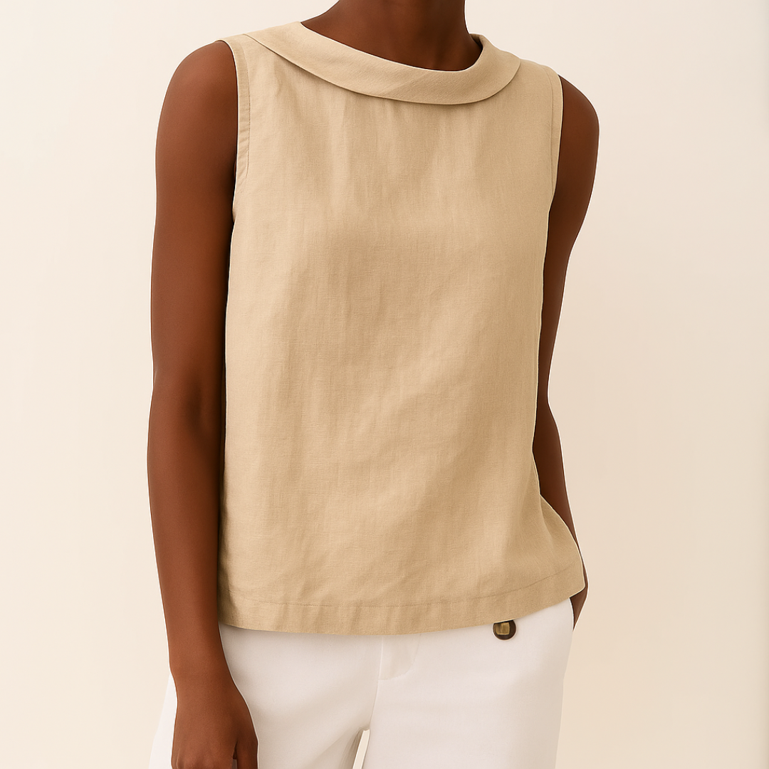 Marisa | Mouwloze top met opgerolde kraag
