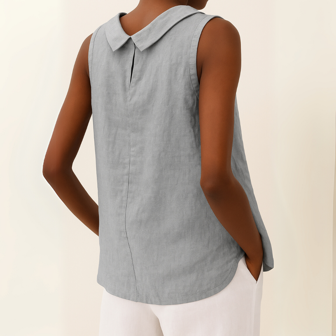 Marisa | Mouwloze top met opgerolde kraag