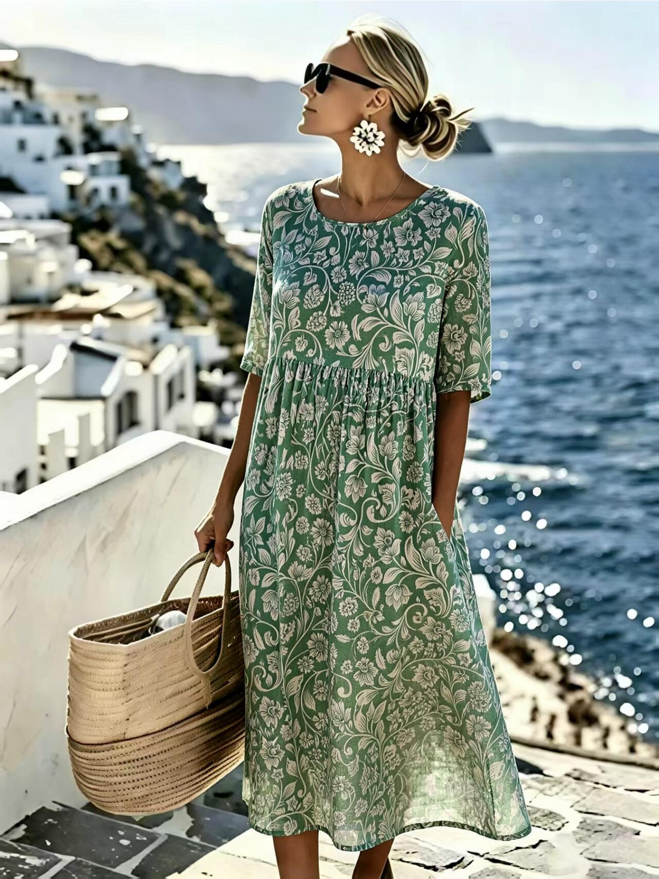 Karinalyn | Elegante zomerse midi-jurk met bloemenprint