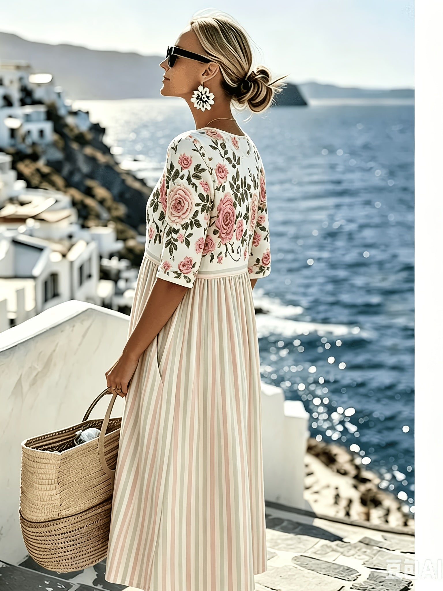 Donnalyn | Midi-jurk met vintage roze strepen
