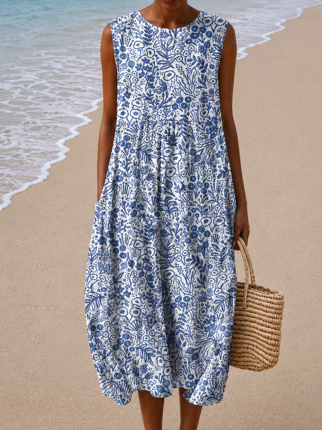 Arlette | Mouwloze midi-jurk met relaxte pasvorm voor dames