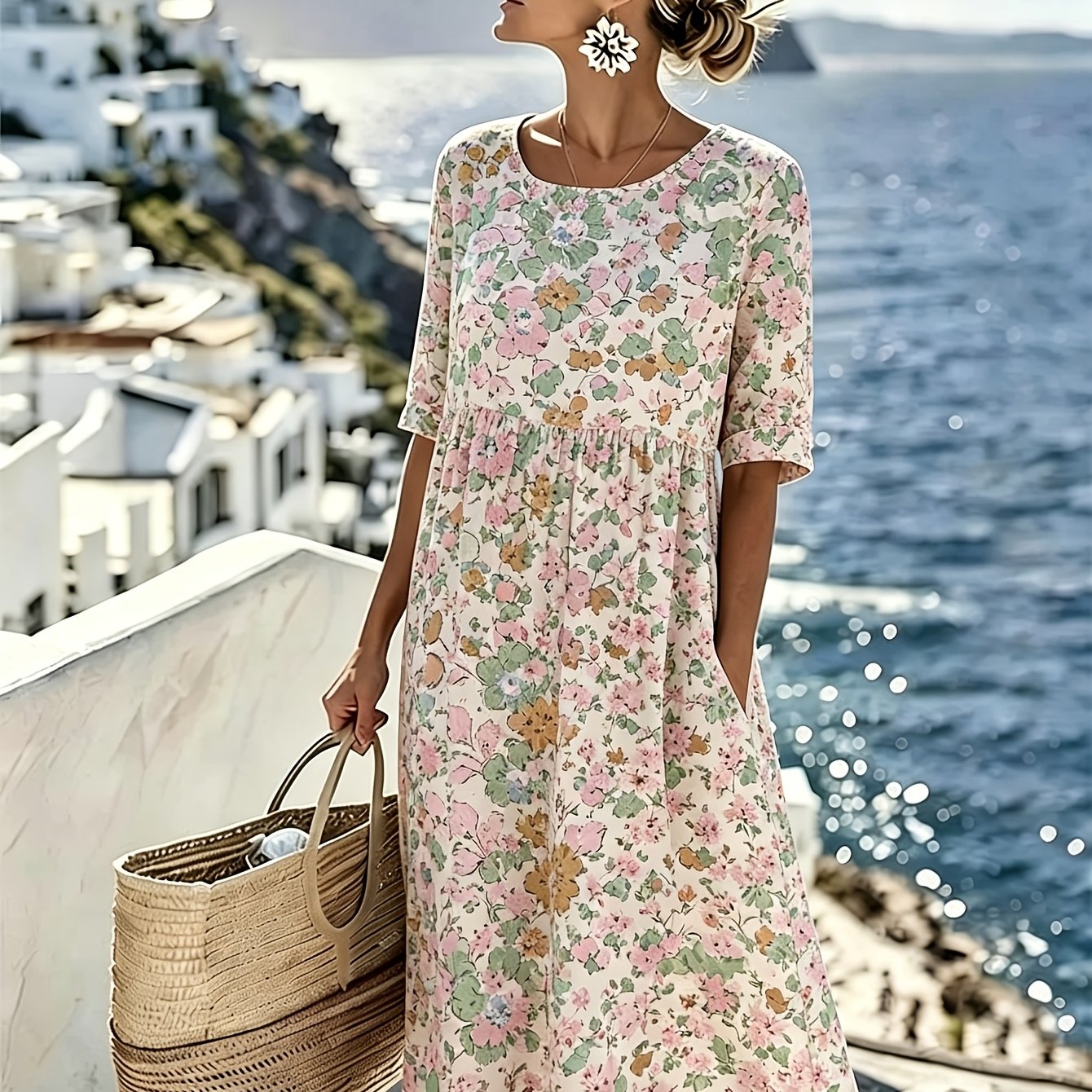 Lolita | Elegante zomerse midi-jurk met bloemenprint
