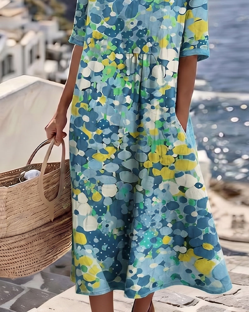 Emery | Elegante zomerse midi-jurk met bloemenprint
