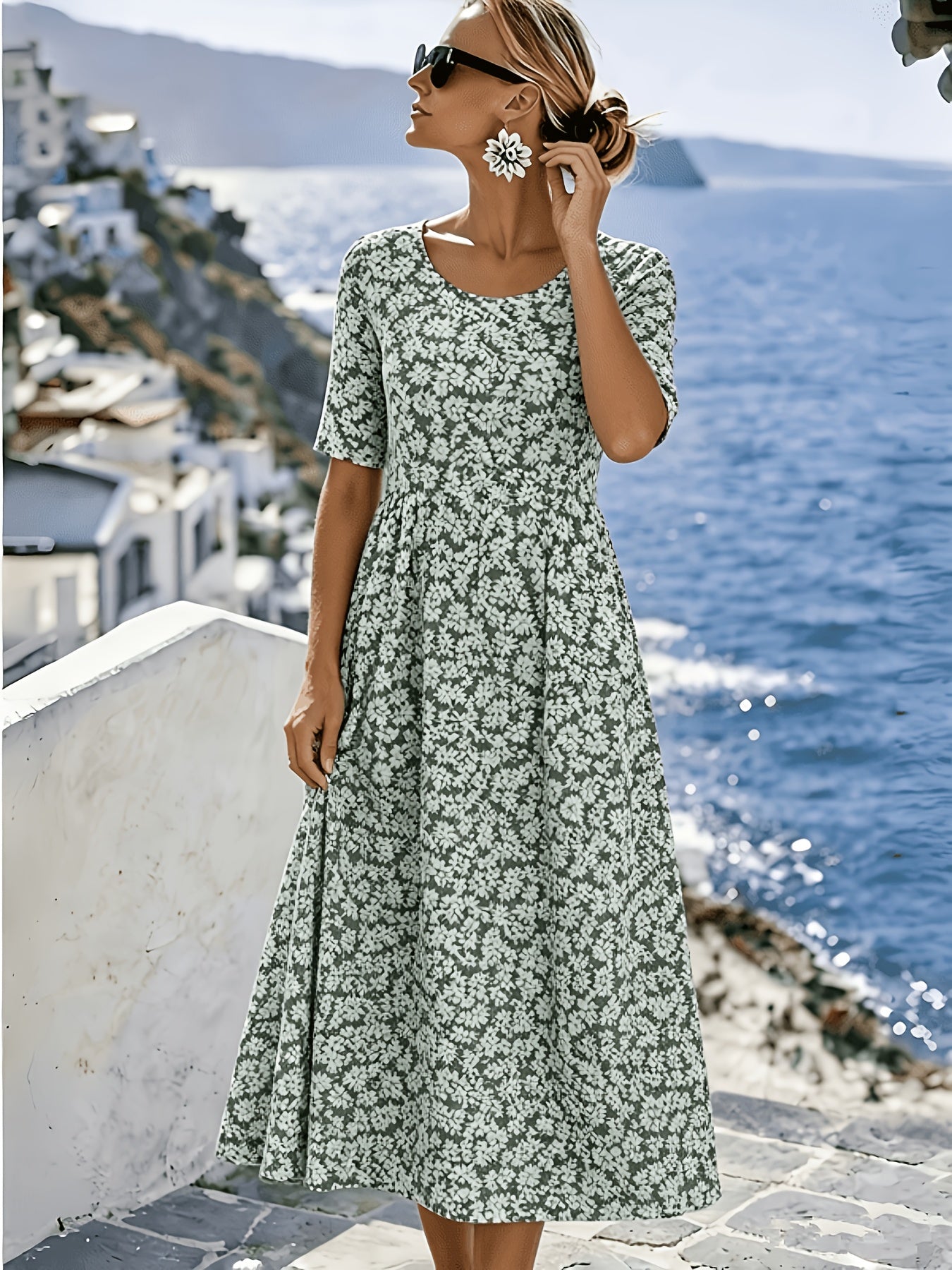 Shaney | Elegante midi-jurk met bloemenprint