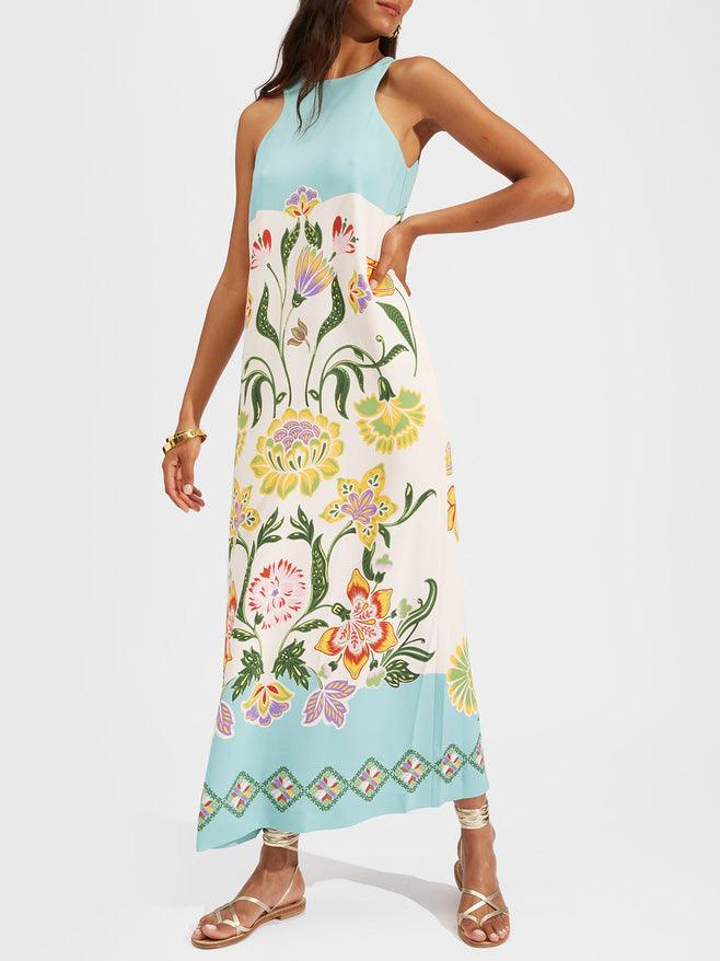 Geertrui | Resort Sunshine - Midi-jurk zonder mouwen met bloemenprint