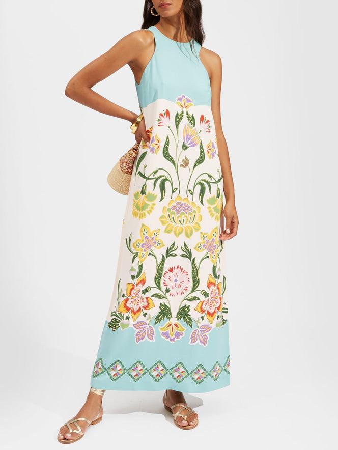 Geertrui | Resort Sunshine - Midi-jurk zonder mouwen met bloemenprint