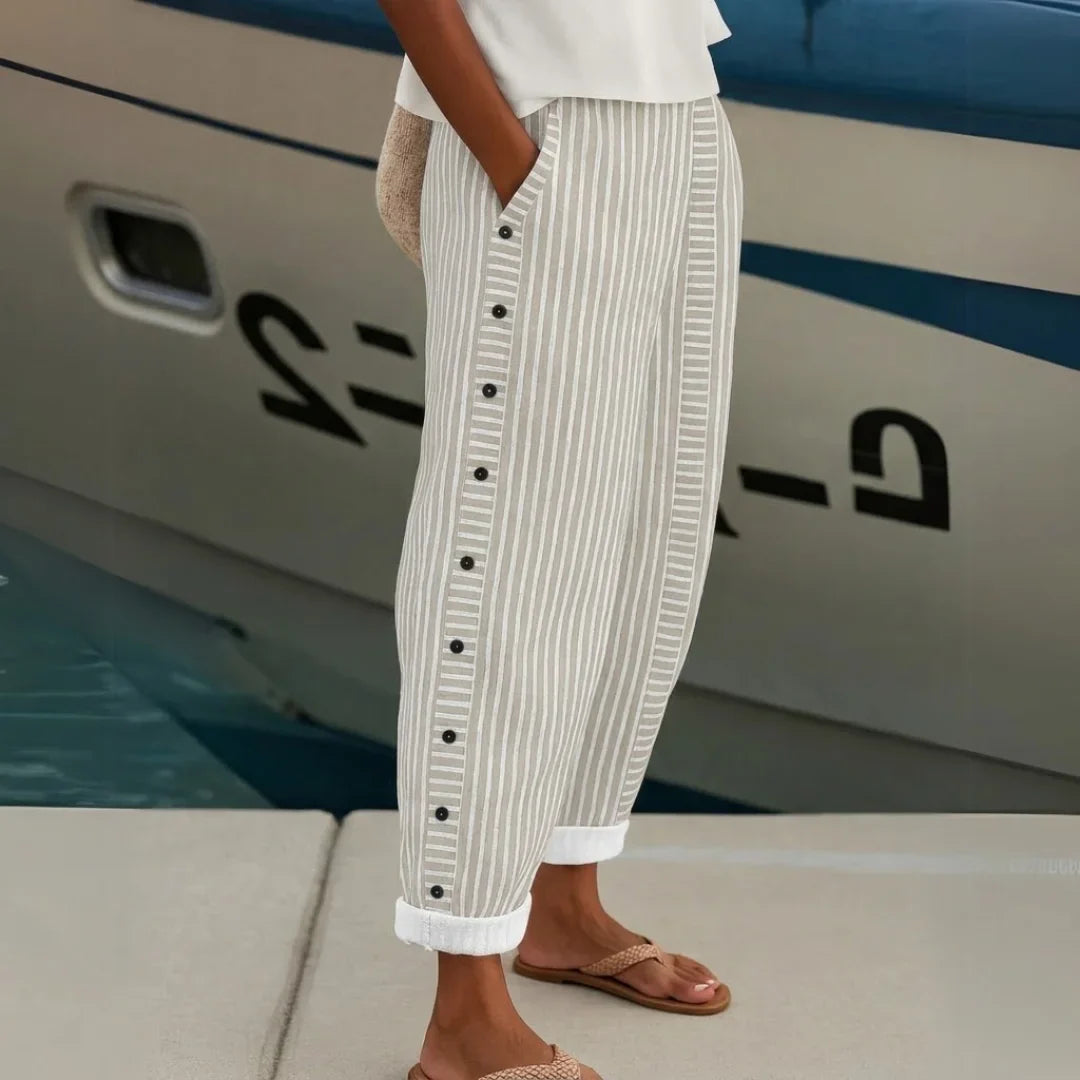 Jarane | Comfortabele gestreepte casual broek