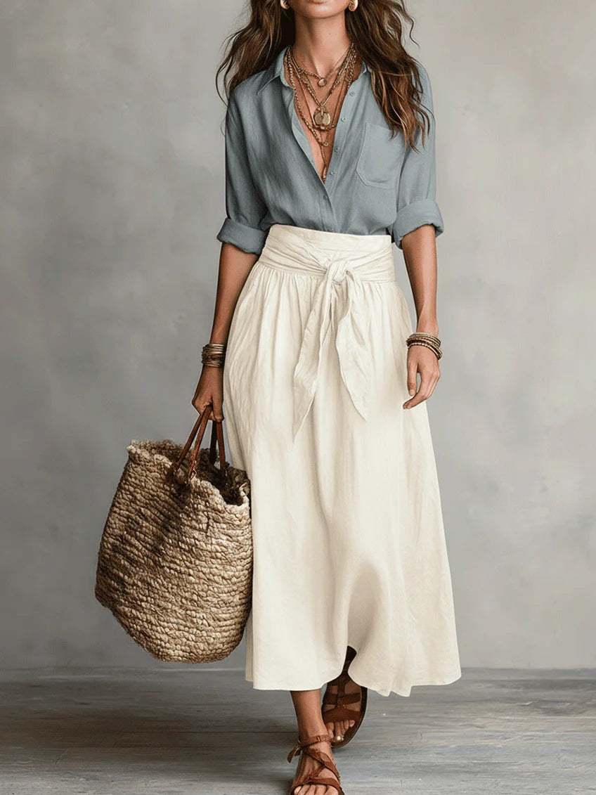 Rema | Tweedelige set: zwarte top en olijfgroene midirok