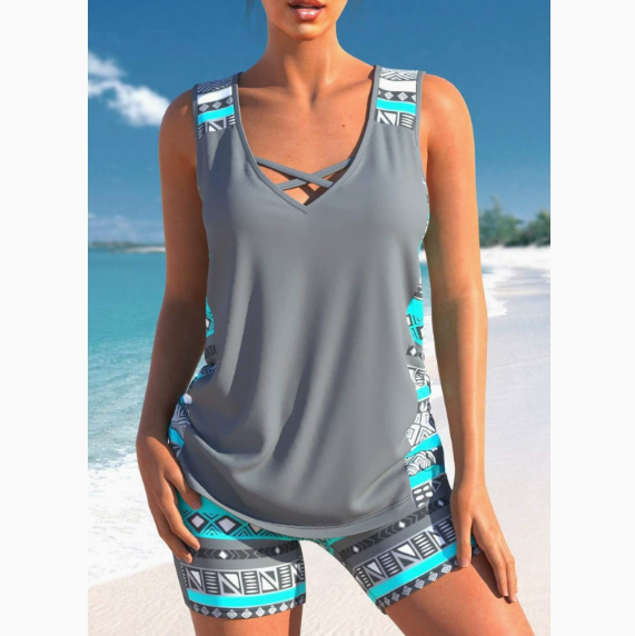 Lynna | Tankini met geometrische print en V-hals