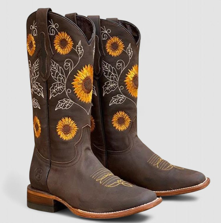 Veda | Westernlaarzen met bloemenborduursels