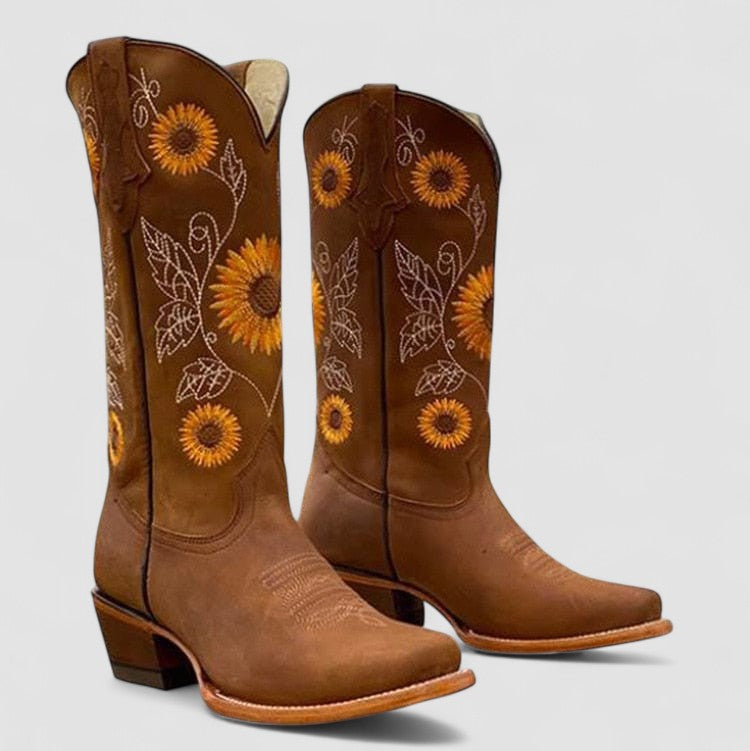Veda | Westernlaarzen met bloemenborduursels