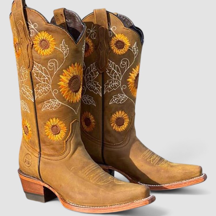 Veda | Westernlaarzen met bloemenborduursels
