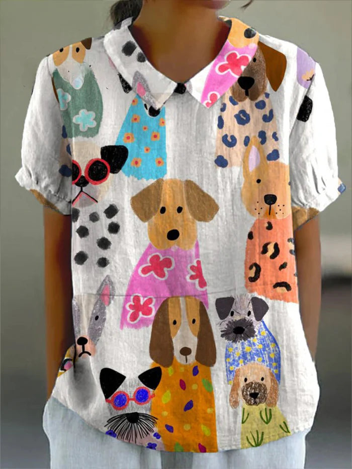 Stacey | Kleurrijk shirt met artistieke print