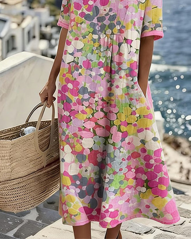Emery | Elegante zomerse midi-jurk met bloemenprint
