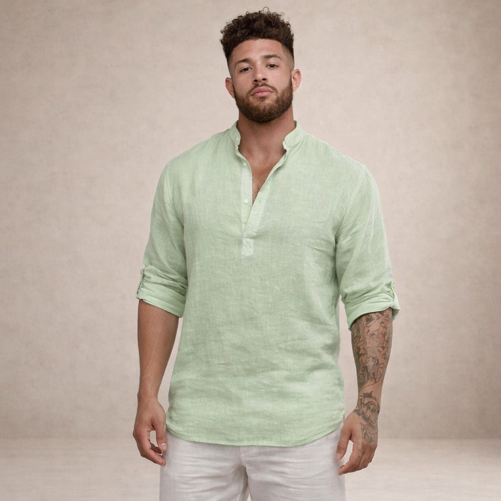 Matthew | Overhemd Heren Regular Fit Ademend Opstaande Kraag Lange Mouwen