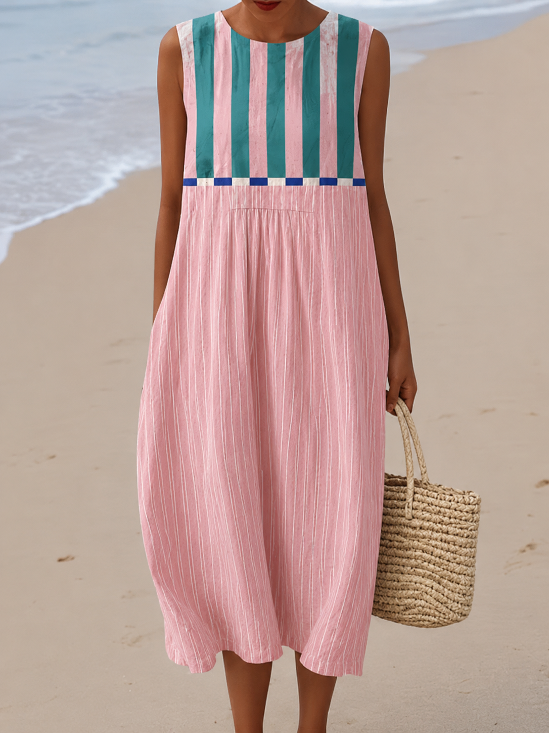 Alie | Gestreepte midi-jurk in pastelkleuren