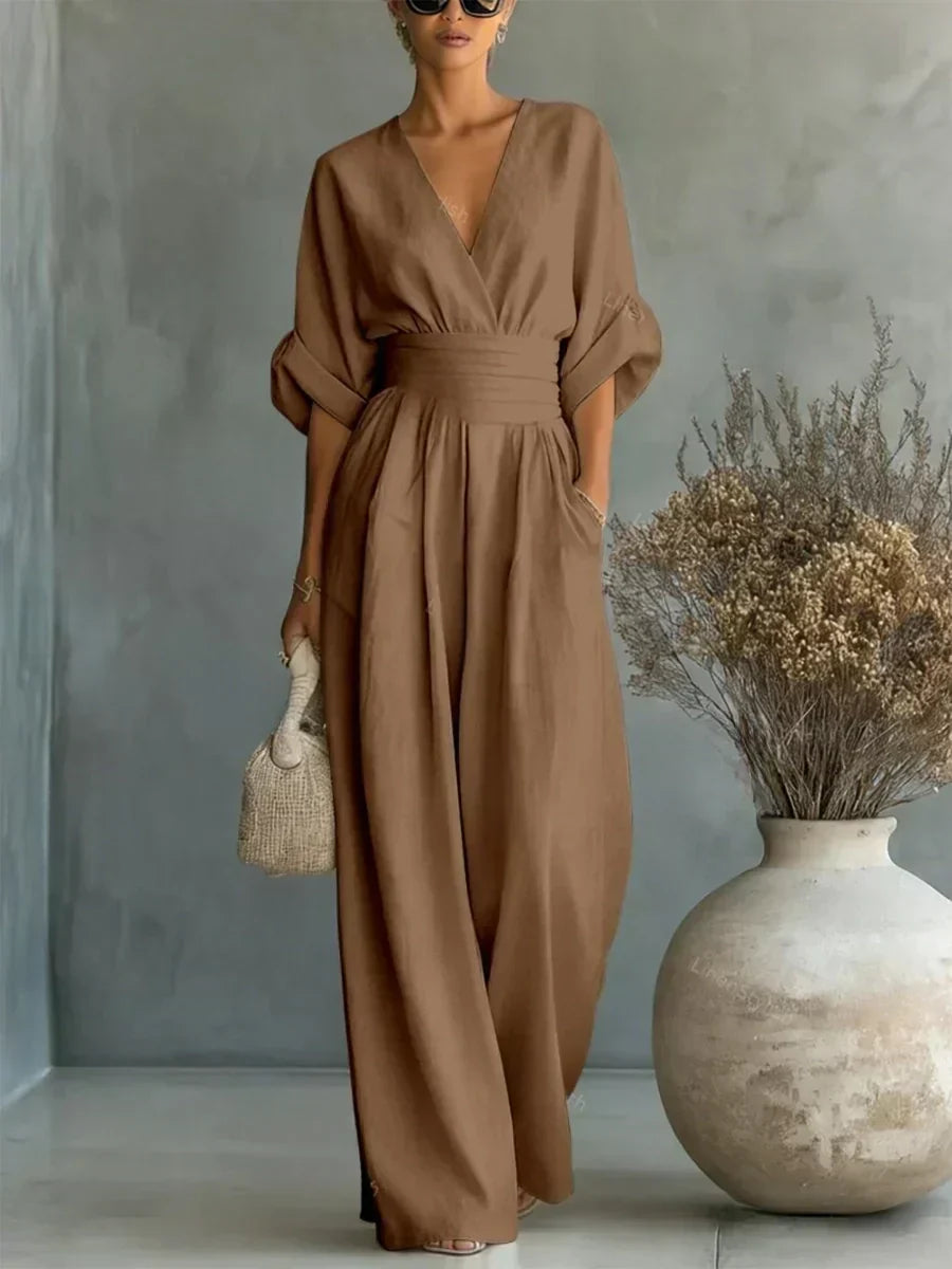 Suzana | Jumpsuit met V-hals en hoge taille