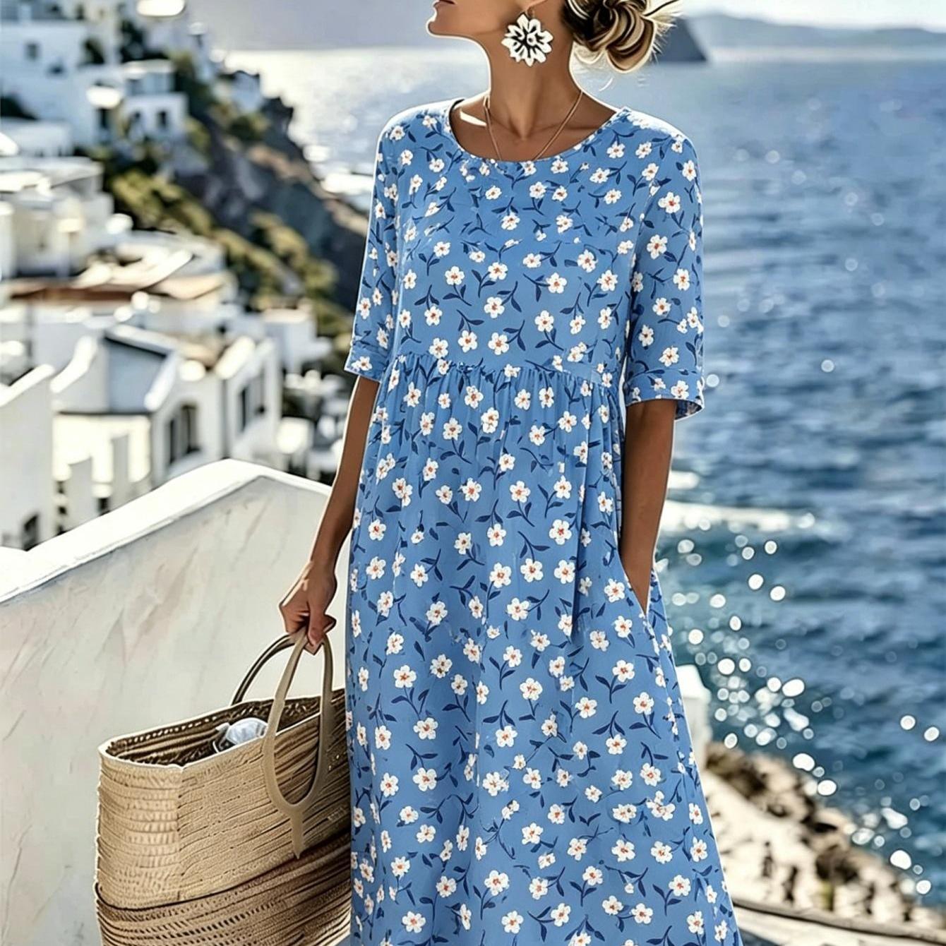 Lolita | Elegante zomerse midi-jurk met bloemenprint