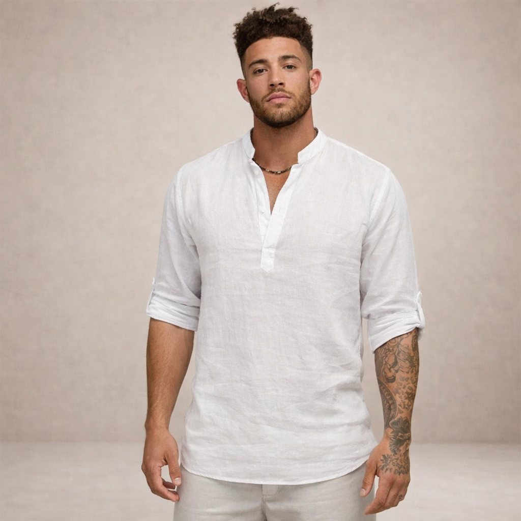 Matthew | Overhemd Heren Regular Fit Ademend Opstaande Kraag Lange Mouwen