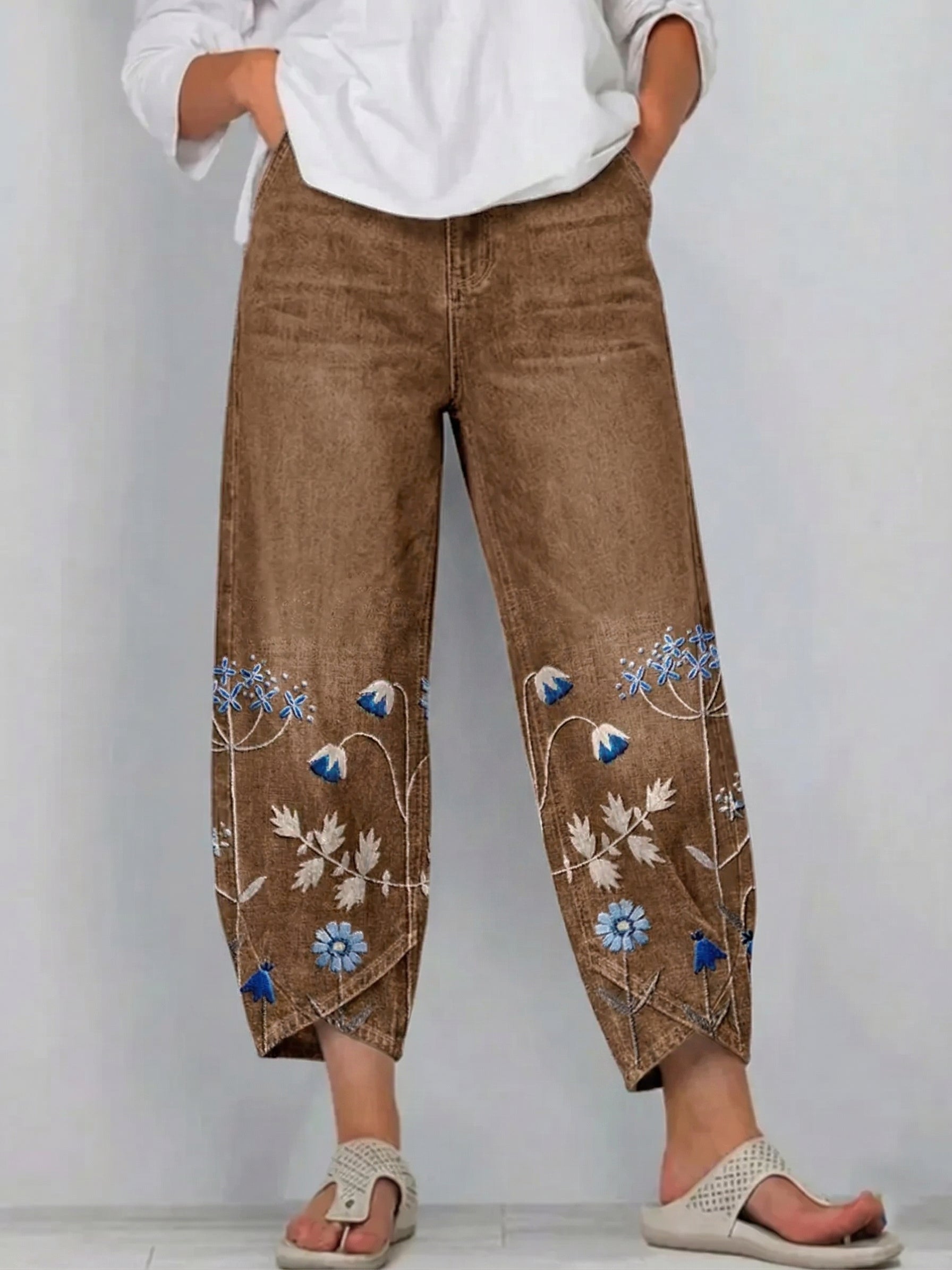 Christina | Casual Geborduurde Broek