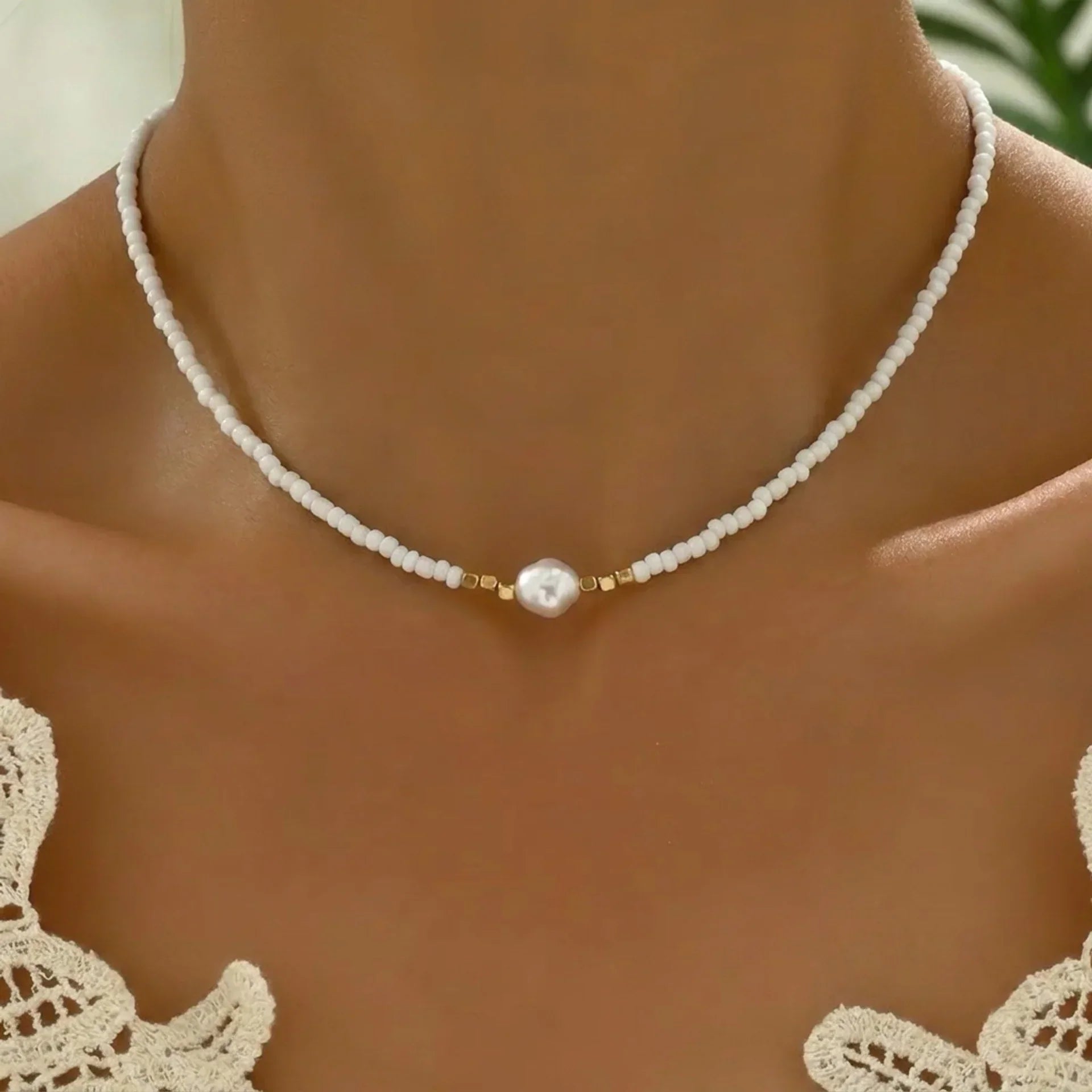Lian | Minimalistische ketting met turkoois en parels