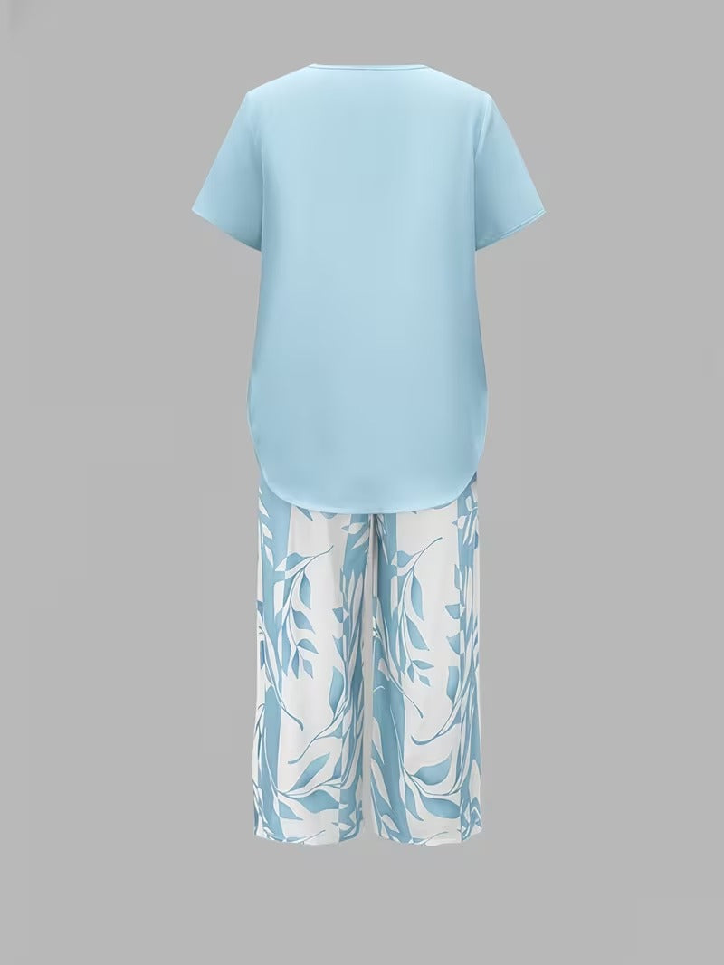 Wies | Casual tweedelige set met bladmotief