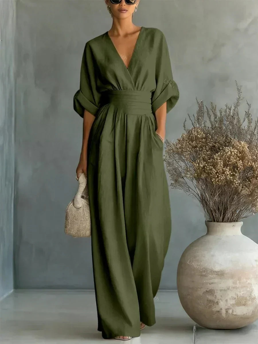 Suzana | Jumpsuit met V-hals en hoge taille