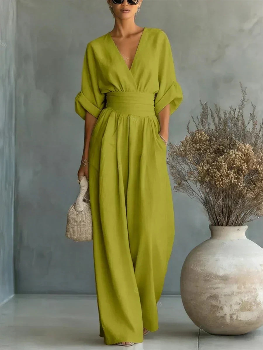 Suzana | Jumpsuit met V-hals en hoge taille